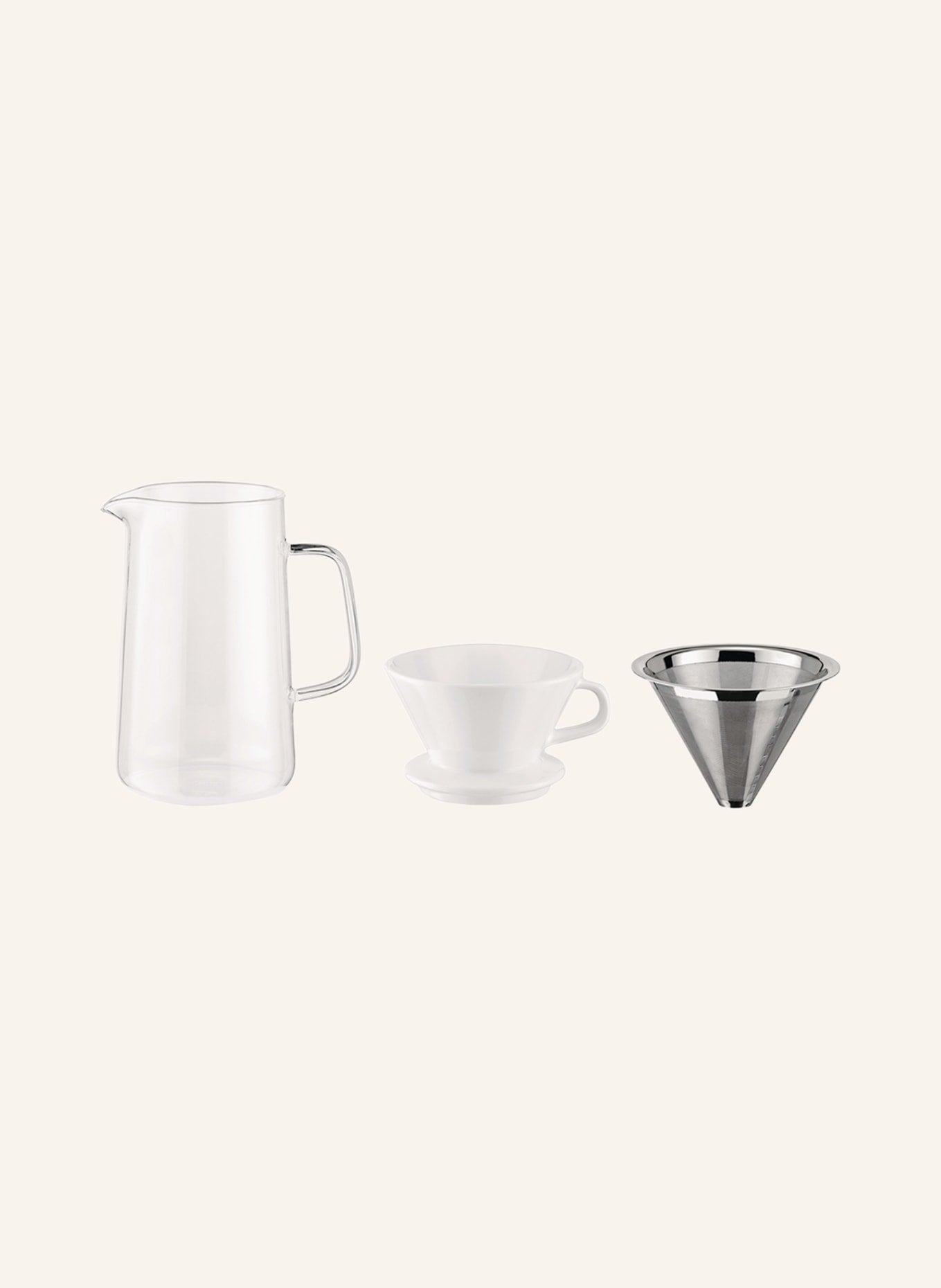 알레시 슬로우 커피 세트 (커피 그라인더, 카라페, 필터 홀더) 화이트/실버 상세이미지1