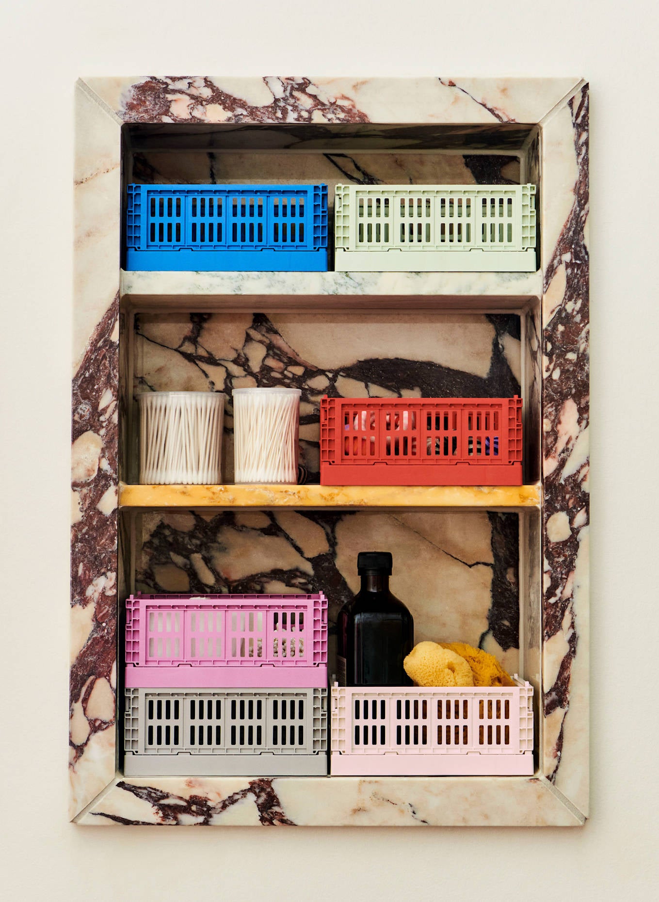 HAY 2개 세트 접이식 박스 COLOUR CRATE MINI  핑크 상세이미지1