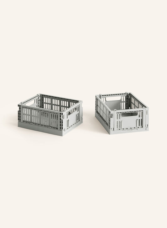 HAY 2개 세트 접이식 박스 COLOUR CRATE MINI  라이트 그레이 | APO EURO 유럽직구