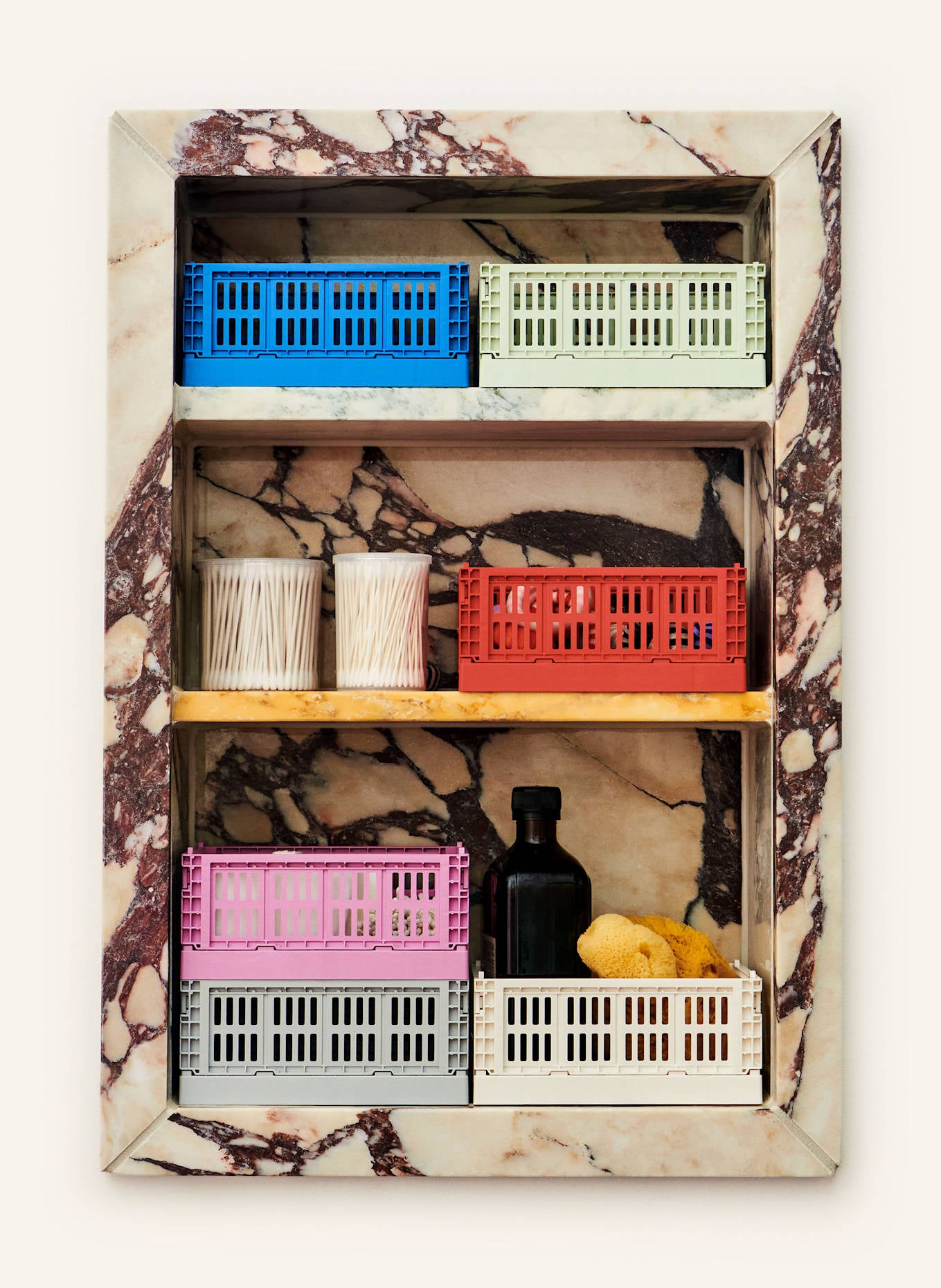 HAY 2개 세트 접이식 박스 COLOUR CRATE MINI  라이트 그레이 상세이미지1