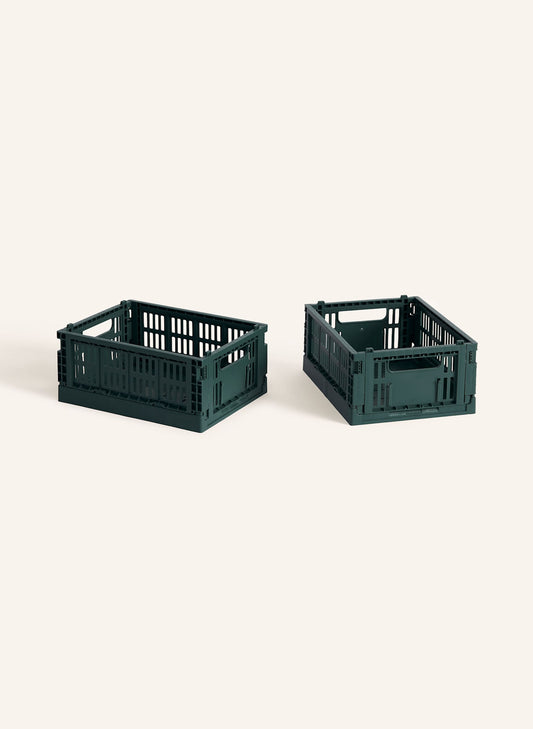 HAY 2개 세트 접이식 박스 COLOUR CRATE MINI  다크그린 | APO EURO 유럽직구