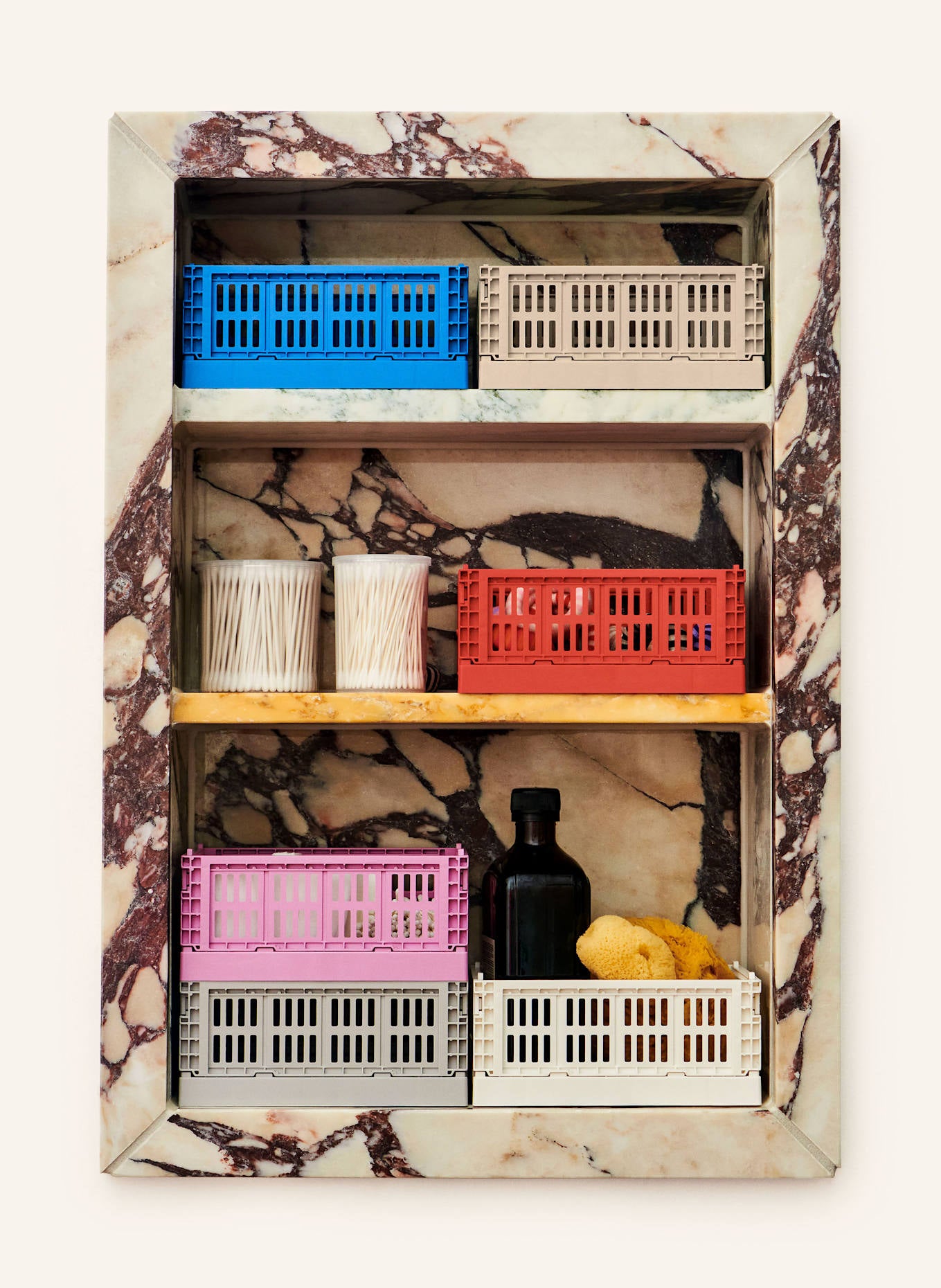 HAY 2개 세트 접이식 박스 COLOUR CRATE MINI  라이트 핑크 상세이미지1