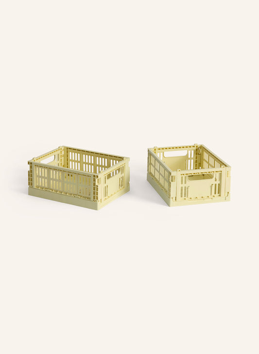 HAY 2개 세트 접이식 박스 COLOUR CRATE MINI  연노랑 | APO EURO 유럽직구