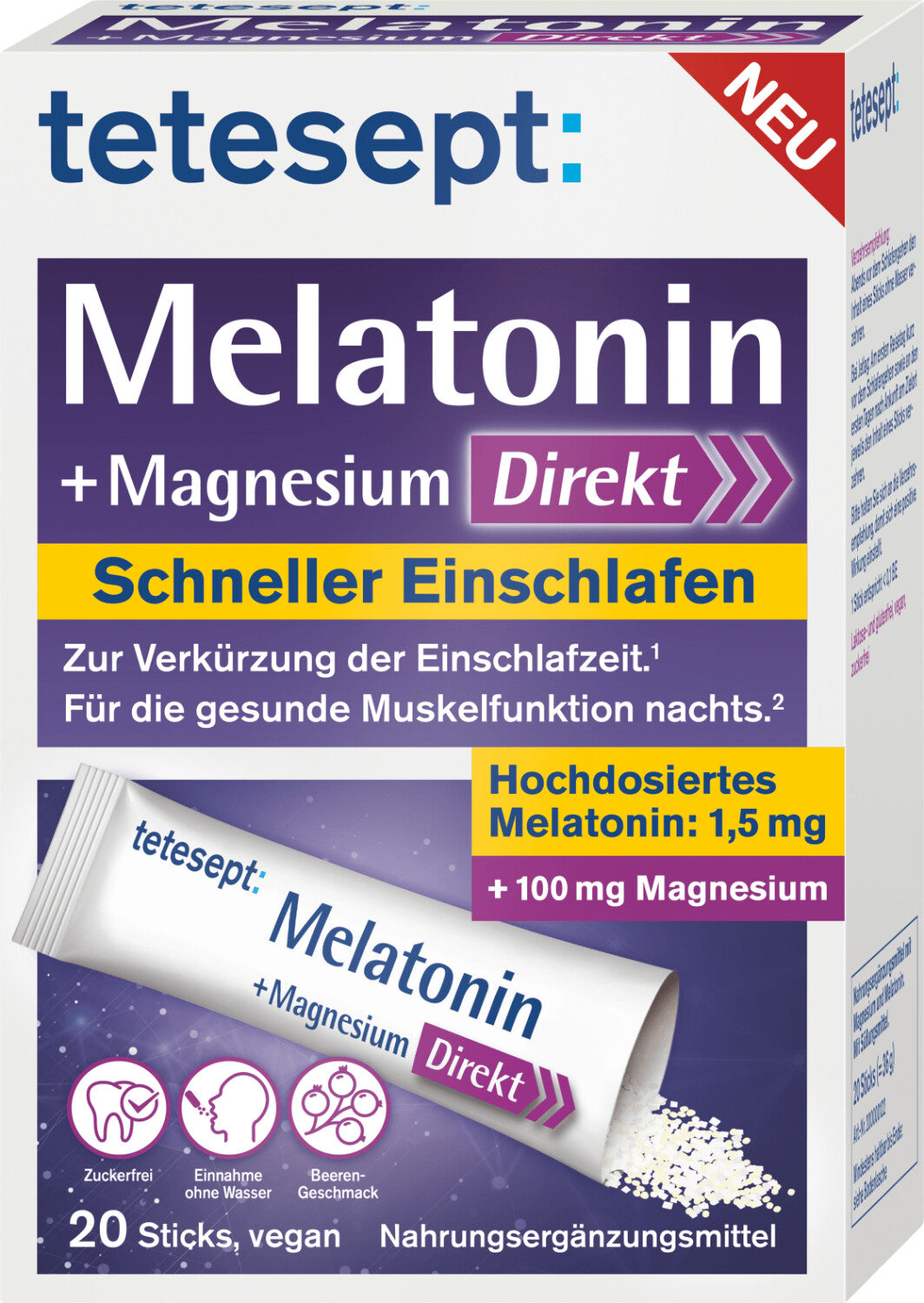 Tetesept Melatonin 멜라토닌 + 마그네슘 158mg 20st | APO EURO 유럽직구